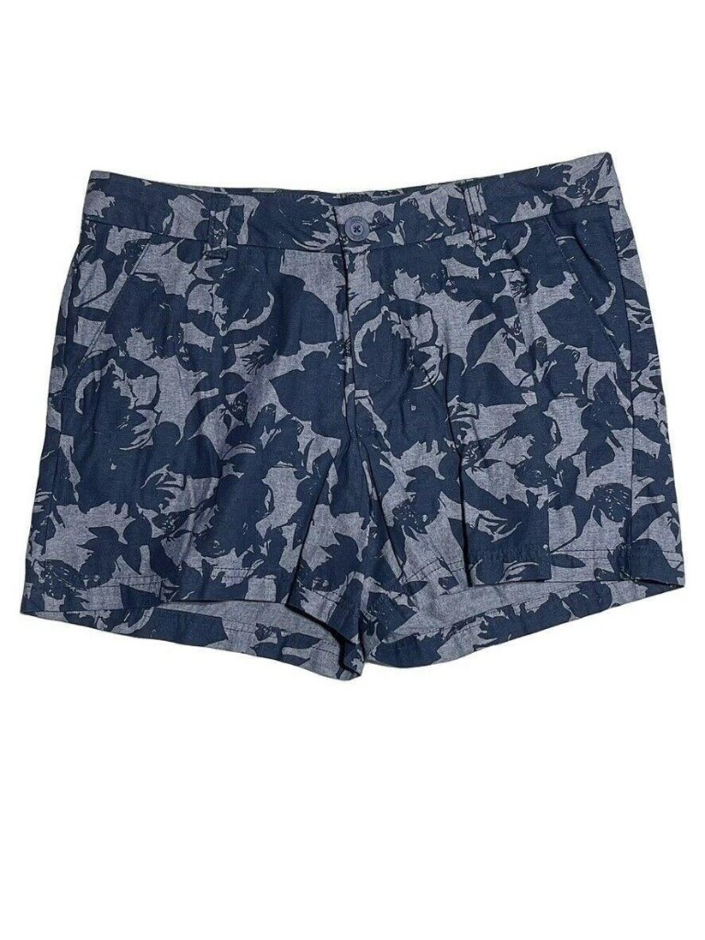 Navy & Gray Floral Print Womens Shorts - Size M